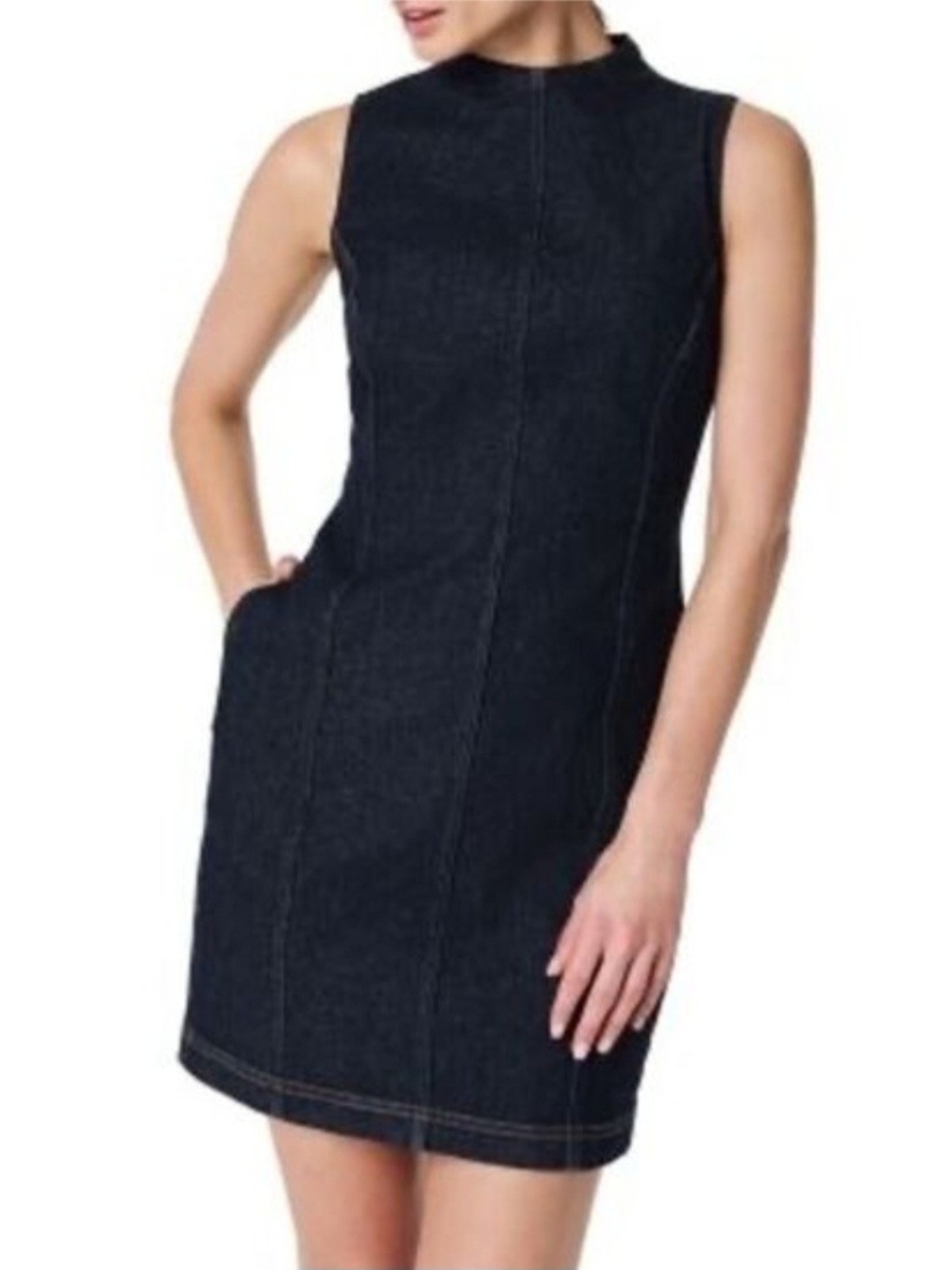 SPANX Sleeveless Dark Denim Seamed Shift Dress